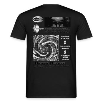 Fictional music rave club disco promo flyer - Men's T-Shirt - black - Back - AI Model Male 178 light (178cm)