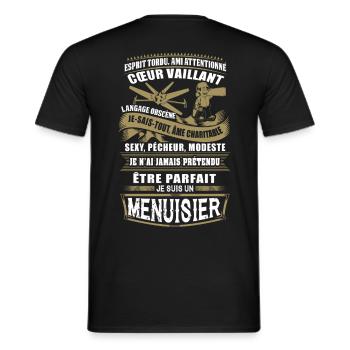 Tee Shirt Menuisiers - Carpenter Hoodie Mug - Men's T-Shirt - black - Back - AI Model Male 178 light (178cm)