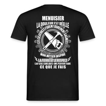 Tee Shirt Menuisiers - Carpenter Hoodie Mug - Men's T-Shirt - black - Back - AI Model Male 178 light (178cm)