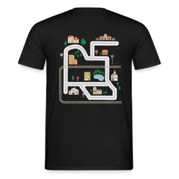 Play carpet carpet city father back massage - Men's T-Shirt - black - Back - AI Model Male 178 light (178cm)