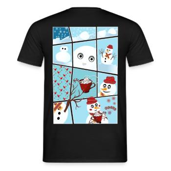 Noël et histoire du bonhomme de neige hereux - T-shirt homme - noir - Dos - AI Model Male 178 light (178cm)