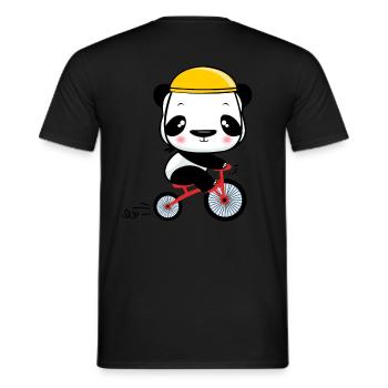 Ours panda à vélo - T-shirt homme - noir - Dos - AI Model Male 178 light (178cm)