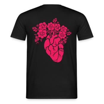 Natur - Organe - Herz mit Blumen - Männer T-Shirt - Schwarz - Hinten - AI Model Male 178 light (178cm)