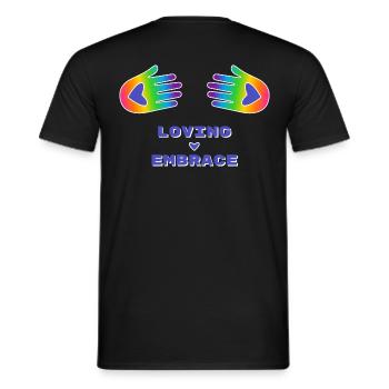 Liebevolle Umarmung Hände Regenbogen Farben Herz - Männer T-Shirt - Schwarz - Hinten - AI Model Male 178 light (178cm)