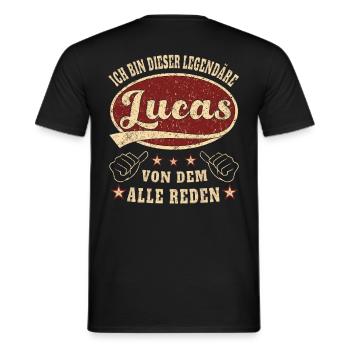 Lucas ich bin dieser legendäre Lucas Retro - Männer T-Shirt - Schwarz - Hinten - AI Model Male 178 light (178cm)