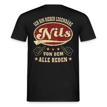 Nils ich bin dieser legendäre Nils Retro - Männer T-Shirt - Schwarz - Hinten - AI Model Male 178 light (178cm)