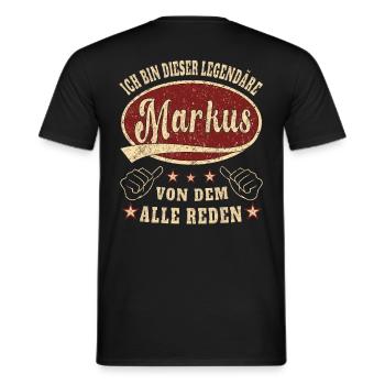 Markus ich bin dieser legendäre Markus Retro - Männer T-Shirt - Schwarz - Hinten - AI Model Male 178 light (178cm)