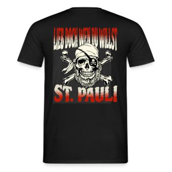 St. Pauli Hamburg Fanartikel St. Pauli - Men's T-Shirt - black - Back - AI Model Male 178 light (178cm)