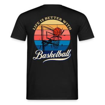 life is better with Basketball Summer Design - Men's T-Shirt - black - Back - AI Model Male 178 light (178cm)