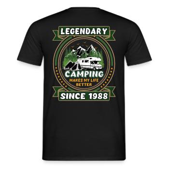 Legendär seit 1988 Camping Geschenk Geburtsjahr - Männer T-Shirt - Schwarz - Hinten - AI Model Male 178 light (178cm)