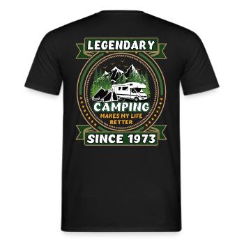 Legendär seit 1973 Camping Geschenk Geburtsjahr - Männer T-Shirt - Schwarz - Hinten - AI Model Male 178 light (178cm)