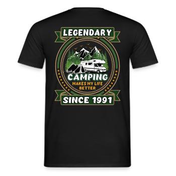 Legendär seit 1991 Camping Geschenk Geburtsjahr - Männer T-Shirt - Schwarz - Hinten - AI Model Male 178 light (178cm)