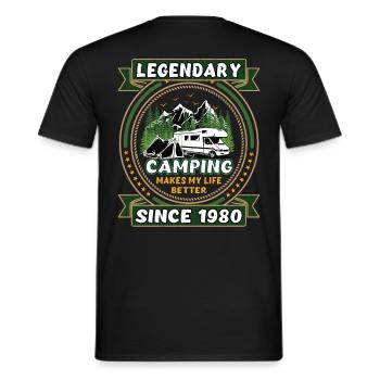 Legendär seit 1980 Camping Geschenk Geburtsjahr - Männer T-Shirt - Schwarz - Hinten - AI Model Male 178 light (178cm)