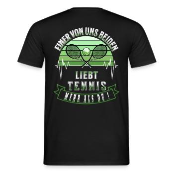 Tennis Einer von uns beiden liebt Tennis - Männer T-Shirt - Schwarz - Hinten - AI Model Male 178 light (178cm)
