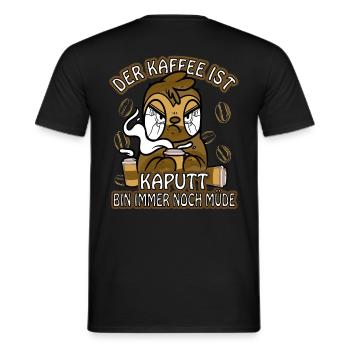 Der Kaffee ist kaputt müde Faultier - Männer T-Shirt - Schwarz - Hinten - AI Model Male 178 light (178cm)