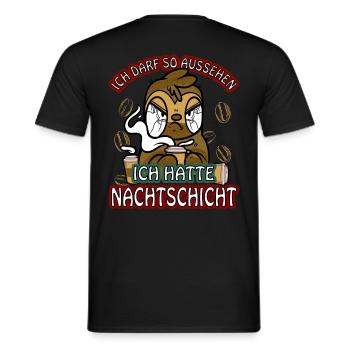 Ich hatte Nachtschicht Kaffee müde Faultier - Männer T-Shirt - Schwarz - Hinten - AI Model Male 178 light (178cm)