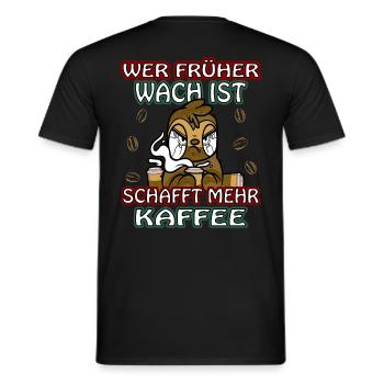 Wer früher wach ist schafft mehr Kaffee Faultier - Männer T-Shirt - Schwarz - Hinten - AI Model Male 178 light (178cm)