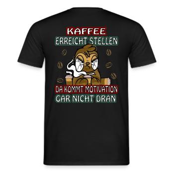 Kaffee erreicht Stellen Motivation müde Faultier - Männer T-Shirt - Schwarz - Hinten - AI Model Male 178 light (178cm)