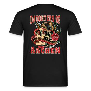 Aachen Power-Frau daughters of Aachen Retro Blumen - Männer T-Shirt - Schwarz - Hinten - AI Model Male 178 light (178cm)