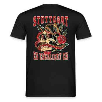 Stuttgart Frau Geschenk es eskaliert eh Stuttgart - Männer T-Shirt - Schwarz - Hinten - AI Model Male 178 light (178cm)