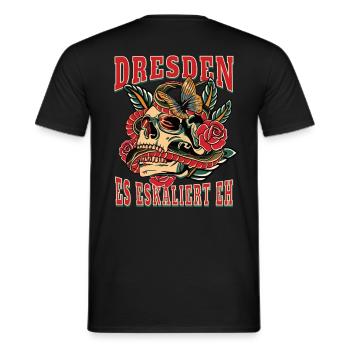 Dresden Frau Geschenk es eskaliert eh Frauen - Männer T-Shirt - Schwarz - Hinten - AI Model Male 178 light (178cm)