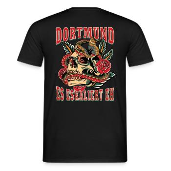 Dortmund Frau Geschenk es eskaliert eh D Frauen - Männer T-Shirt - Schwarz - Hinten - AI Model Male 178 light (178cm)
