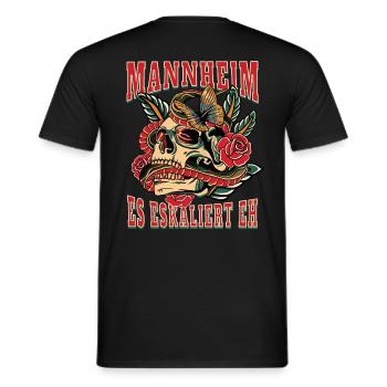 Mannheim Frau Geschenk es eskaliert eh Frauen - Männer T-Shirt - Schwarz - Hinten - AI Model Male 178 light (178cm)