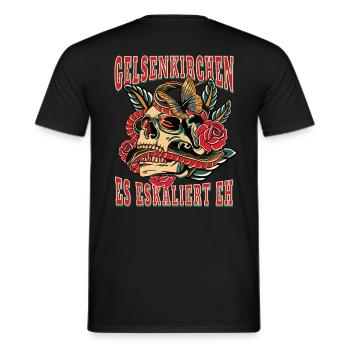 Gelsenkirchen Frau es eskaliert eh Gelsenkirchen - Männer T-Shirt - Schwarz - Hinten - AI Model Male 178 light (178cm)