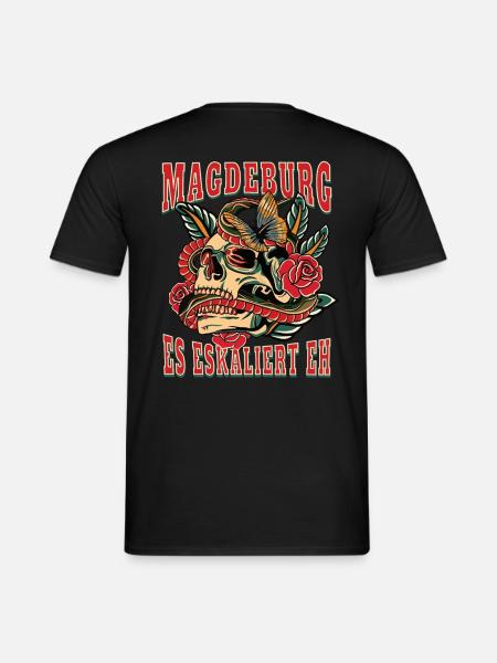 Magdeburg Frau Geschenk es eskaliert eh Frauen - Männer T-Shirt - Schwarz