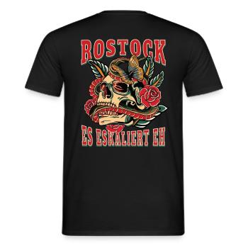 Rostock woman gift it escalates anyway women - Men's T-Shirt - black - Back - AI Model Male 178 light (178cm)