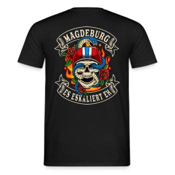 Magdebourg cadeau motard ça escalate de toute façon Magdebourg - T-shirt homme - noir - Dos - AI Model Male 178 light (178cm)