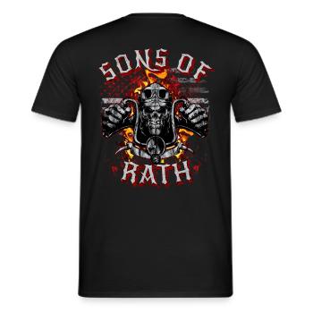 Sons of Rath Düsseldorf biker - Men's T-Shirt - black - Back - AI Model Male 178 light (178cm)