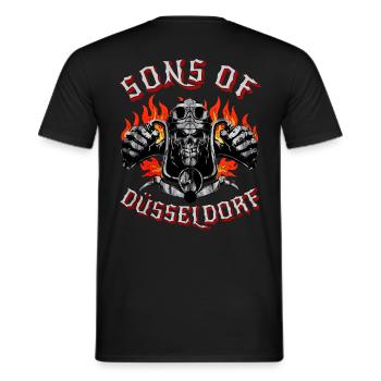 Sons of Düsseldorf Totenkopf biker - Men's T-Shirt - black - Back - AI Model Male 178 light (178cm)