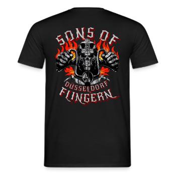 Düsseldorf sons of Flingern - Men's T-Shirt - black - Back - AI Model Male 178 light (178cm)
