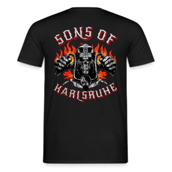Karlsruhe Biker Geschenk sons of Karlsruhe - Men's T-Shirt - black - Back - AI Model Male 178 light (178cm)