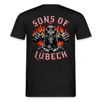 Lübeck Biker Geschenk sons of Lübeck - Men's T-Shirt - black - Back - AI Model Male 178 light (178cm)