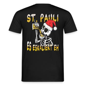 St. Pauli es eskaliert eh Weihnachtsfeier - Männer T-Shirt - Schwarz - Hinten - AI Model Male 178 light (178cm)