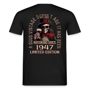 76ème Anniversaire 1947 '76 Bon Millésime - T-shirt homme - noir - Dos - AI Model Male 178 light (178cm)