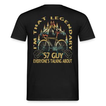 Road Bike Gift for Vintage 1957 Cyclist - Men's T-Shirt - black - Back - AI Model Male 178 light (178cm)