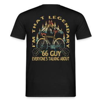 Road Bike Gift for Vintage 1966 Cyclist - Men's T-Shirt - black - Back - AI Model Male 178 light (178cm)