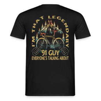 Cadeau de vélo de route pour cycliste Vintage 1991 - T-shirt homme - noir - Dos - AI Model Male 178 light (178cm)