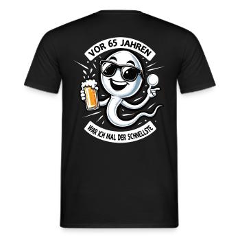 65 years ago, I was the fastest - Men's T-Shirt - black - Back - AI Model Male 178 light (178cm)
