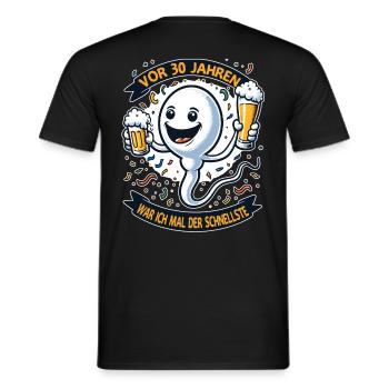 30 years ago I was the fastest - Men's T-Shirt - black - Back - AI Model Male 178 light (178cm)