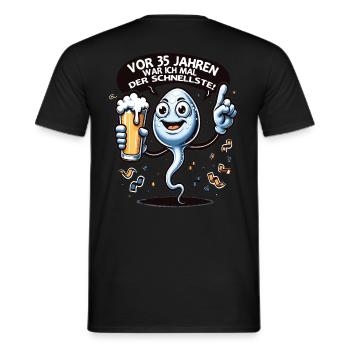Vor 35 Jahren War Ich Schnellste - Männer T-Shirt - Schwarz - Hinten - AI Model Male 178 light (178cm)