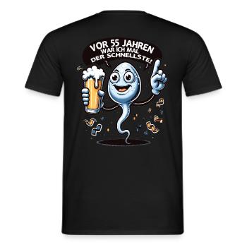 55 years ago, I was the fastest - Men's T-Shirt - black - Back - AI Model Male 178 light (178cm)