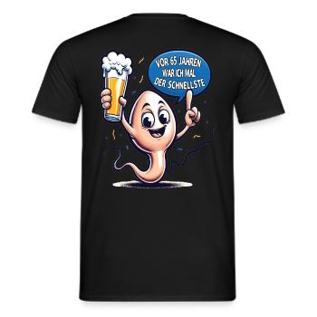 65 years ago, I was the fastest - Men's T-Shirt - black - Back - AI Model Male 178 light (178cm)