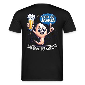 Vor 80 Jahren War Ich Schnellste - Männer T-Shirt - Schwarz - Hinten - AI Model Male 178 light (178cm)