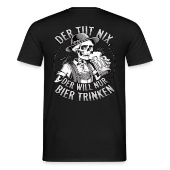 He doesn't do anything, he just wants to drink beer - Men's T-Shirt - black - Back - AI Model Male 178 light (178cm)