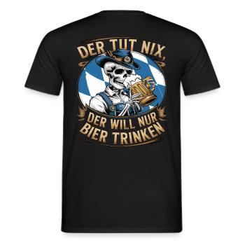 He doesn't do anything, he just wants to drink beer - Men's T-Shirt - black - Back - AI Model Male 178 light (178cm)