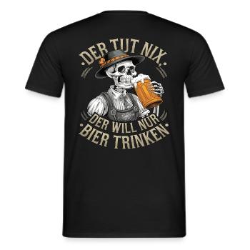 He doesn't do anything, he just wants to drink beer - Men's T-Shirt - black - Back - AI Model Male 178 light (178cm)